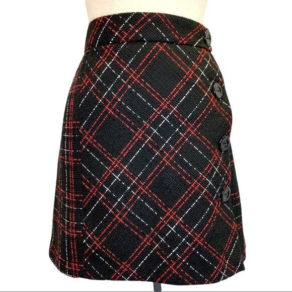 Sinequanone NWT Red Black Plaid Irise Skirt Size 14 - Picture 3 of 8
